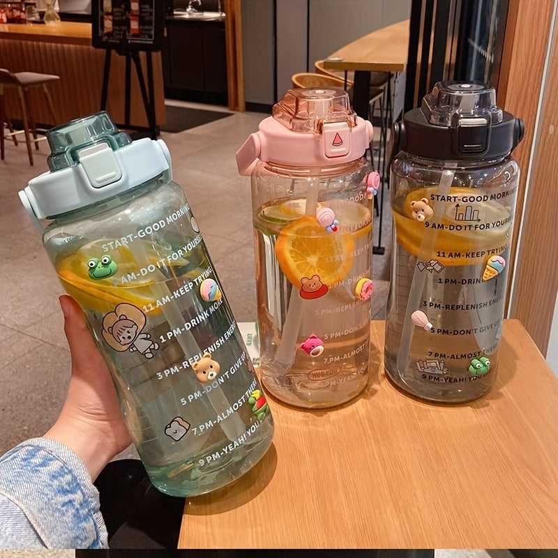 Leakproof BPA Water Bottle with Scale and Straw for Outdoor Activities