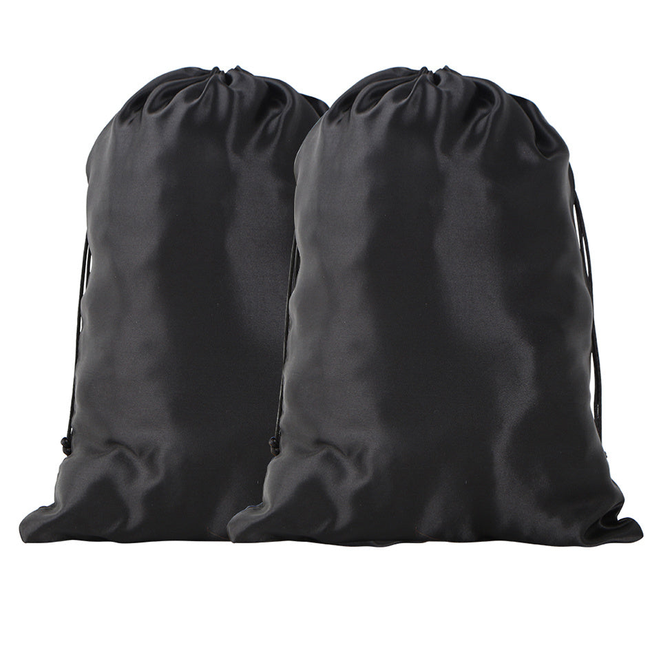 2pcs Large Satin Wig Bags for Hair Storage and Travel Drawstring Pouches
