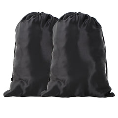 2pcs Large Satin Wig Bags for Hair Storage and Travel Drawstring Pouches