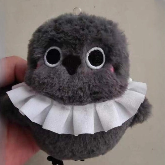 5pcs 12cm Gray Powder Blusher Small Crow Plush Toys Backpack Hook Key Chain