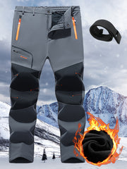 Men's Patchwork Loose Hiking Pants Fleece Thick Warm Adventure Ski