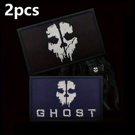 2pcs Ghost Pattern Embroidered Patches for Backpacks and Clothing