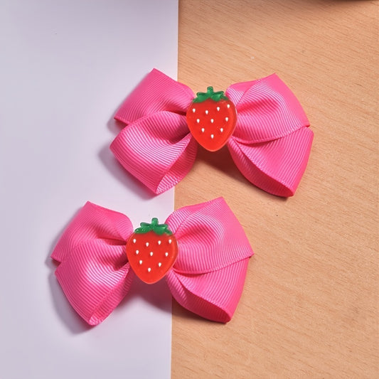 2pcs Baby Girls Strawberry Bow Hair Clip Hairpin Headwear Children's Gift