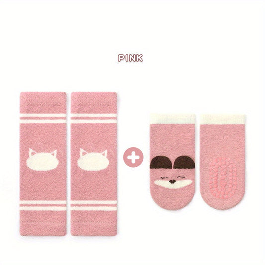 Crawling Knee Pads & Baby Socks Set Boys Girls Kids Warm Accessories