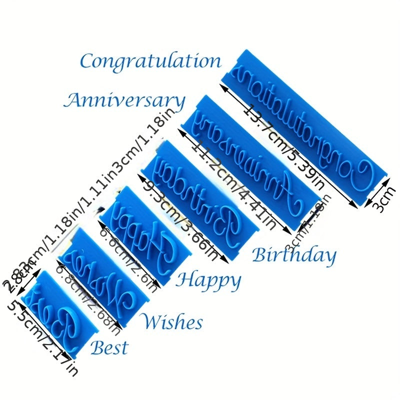 6pcs Cake Baking Molds Alphabet Letter Words Cookie Press Stamp