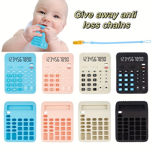 Baby Silicone Calculator Teething Toy with Anti-drop Chain
