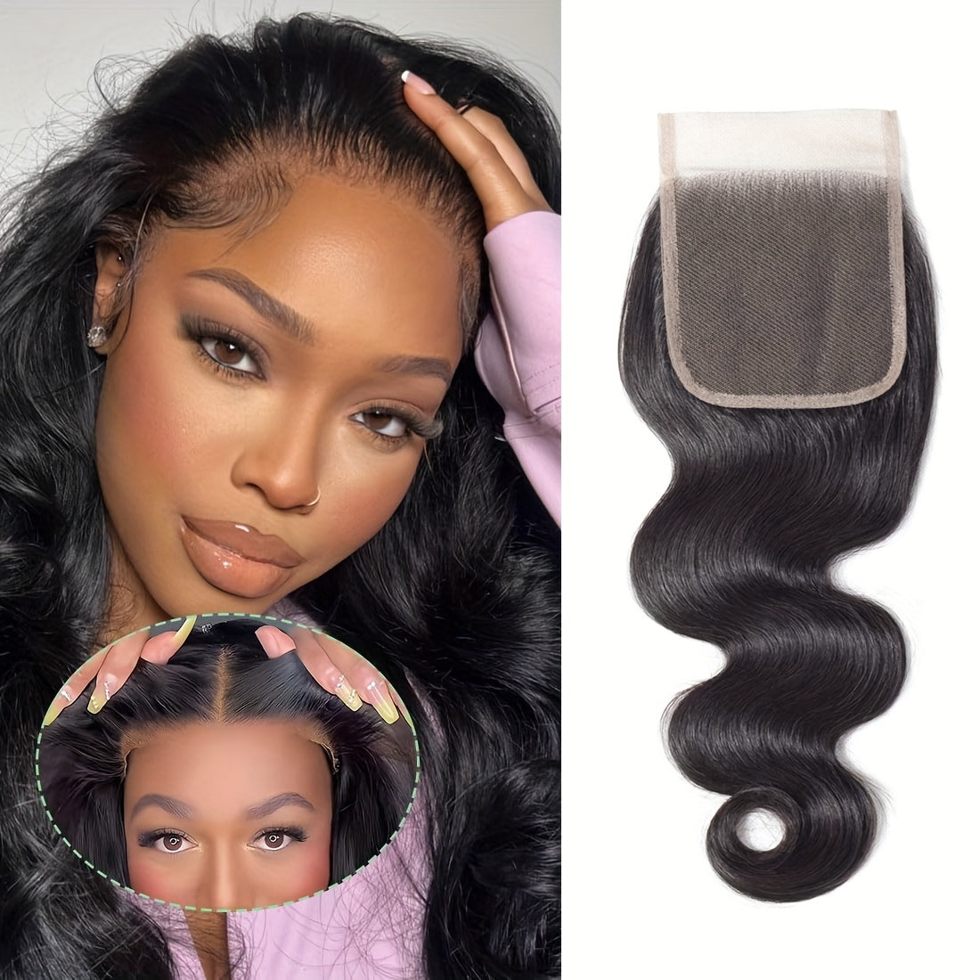 4x4 Lace Closure Body Wave Human Hair Extensions with Baby Hair
