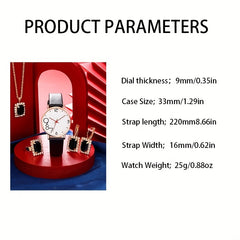 Fashionable High School Digital Red Leather Quartz Watch Set