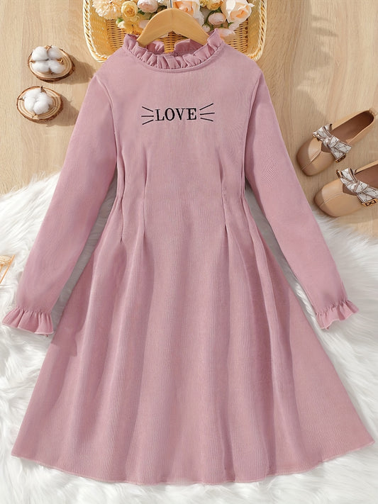 Embroidered Ruffle Collar Dress for Girls - Vacation Ready
