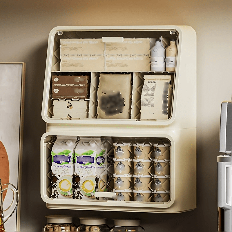 Desktop Coffee Cup Storage Rack with Dustproof Door