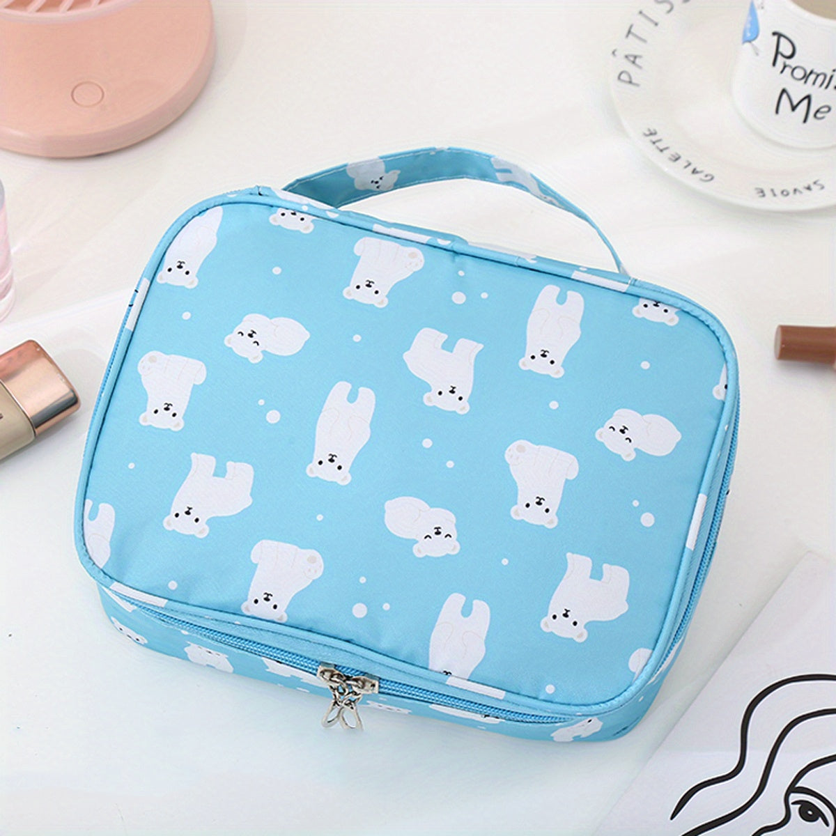 Cartoon Pattern Cube Travel Cosmetics Wash Bag Lightweight Storage Organizer