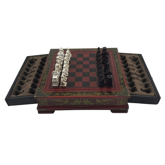 Antique Terracotta Army Chess Set Wooden Table Chess 26IN