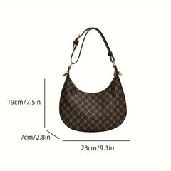 Retro Crescent Shoulder Bag Zip Closure Versatile & Casual