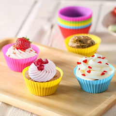 12pcs Reusable Silicone Baking Cups Multicolor Muffin Liners For Home Kitchen