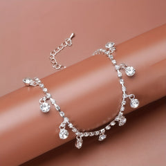 Sparkling Rhinestone Beach Dance Anklet Silver Plated Jewelry