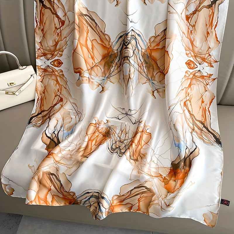 Vintage Tie Dye Print Scarf Classic Satin Warm Shawl Silk Scarves Sunscreen