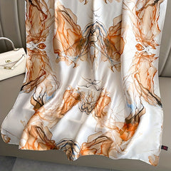 Vintage Tie Dye Print Scarf Classic Satin Warm Shawl Silk Scarves Sunscreen