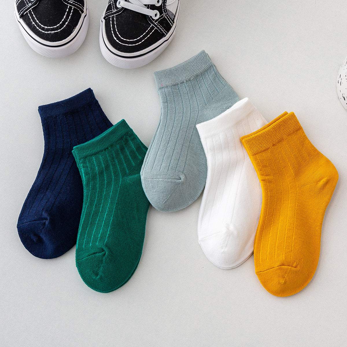 5 Boys Solid Cotton Socks Pack