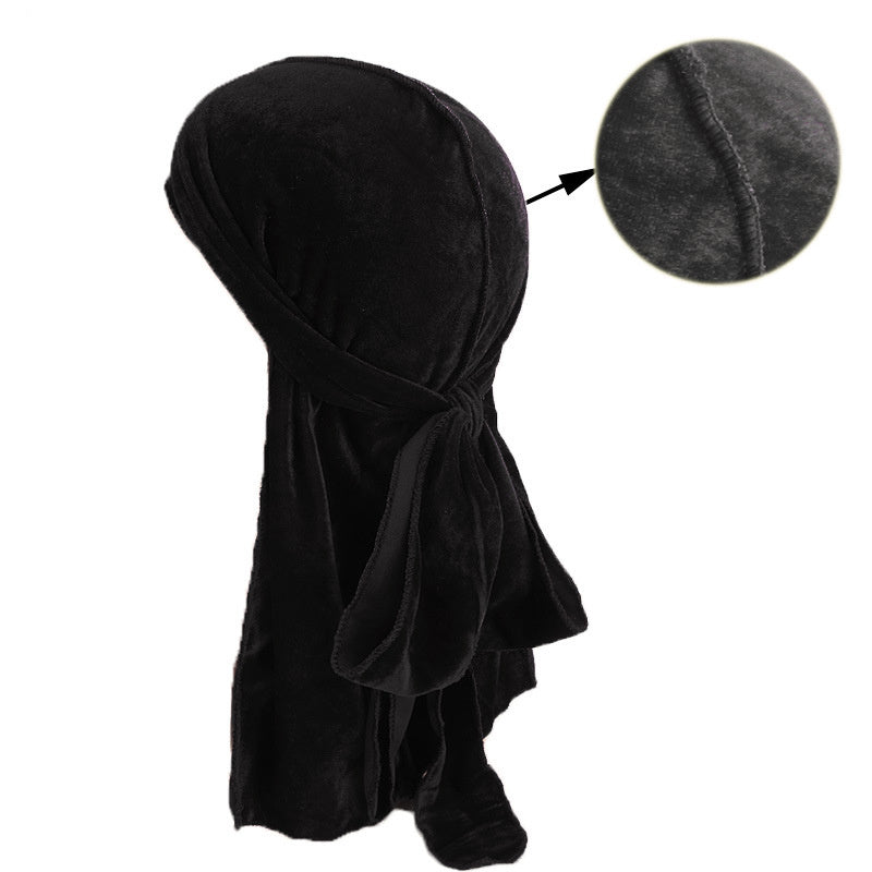 Velvet Durag For Waves Long Tie Waves Cap Men's Pirate Hat