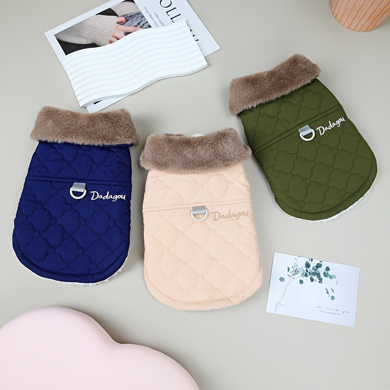 Plush Collar Dog Warm Coat for Autumn and Winter