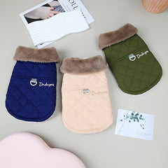 Plush Collar Dog Warm Coat for Autumn and Winter