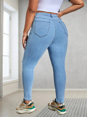 Plus Size High Rise Skinny Jeans with Button Fly