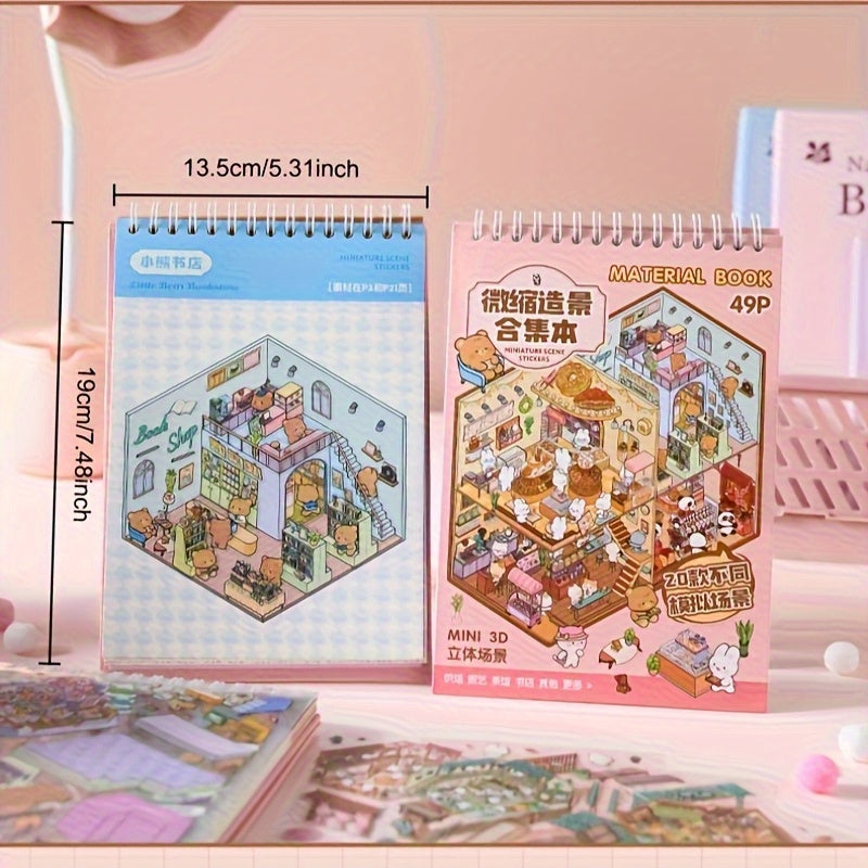 49 pcs Scrapbook Sticker Collection: PET Stickers & Background Cards Set