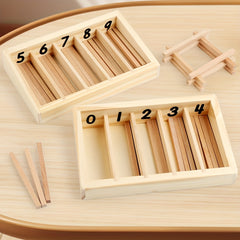 Wooden Number Matching Game Toy with 10 Sticks & 2 Compartments