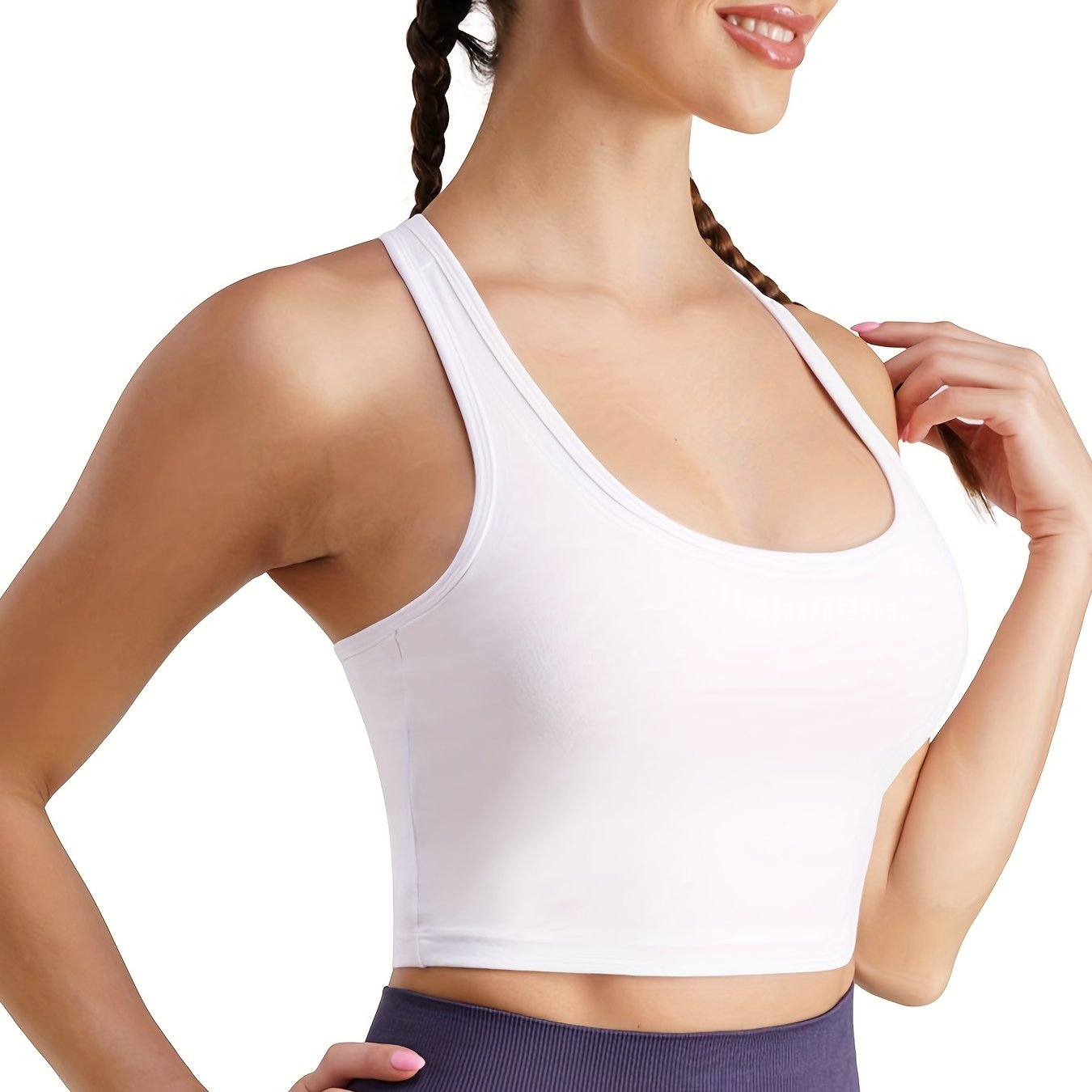 Strappy Racerback Yoga Sports Bra Wirefree Pads Medium Impact