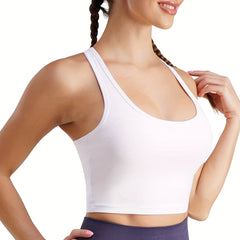 Strappy Racerback Yoga Sports Bra Wirefree Pads Medium Impact