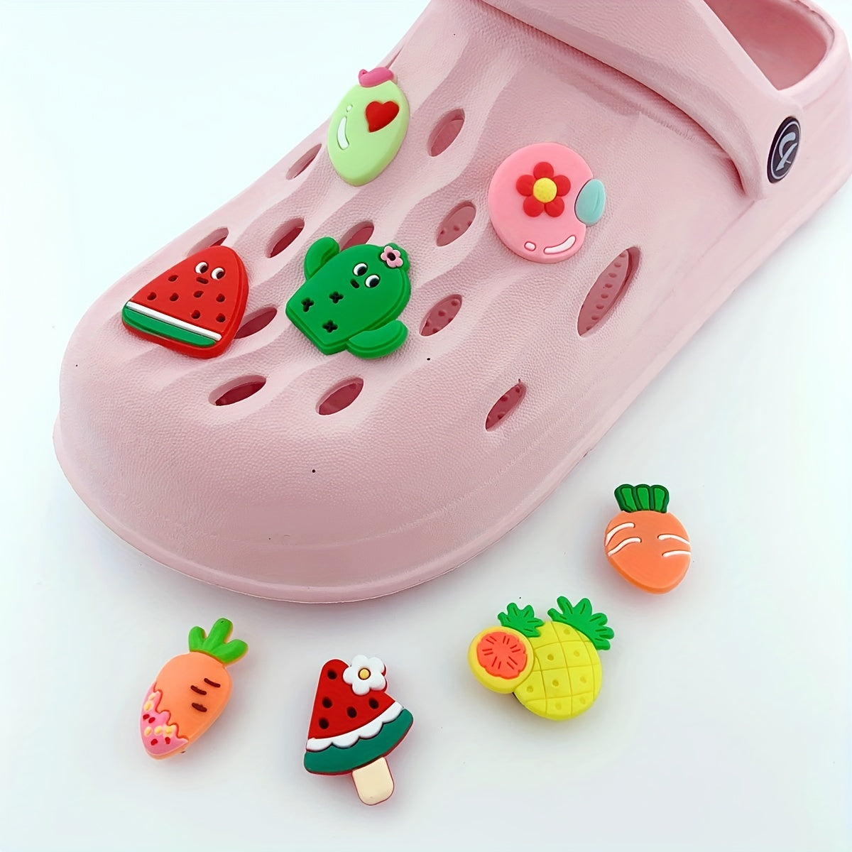 12pcs Cartoon Fruit Shoe Charms Resin Shoe Buckle Clogs DIY Accessories