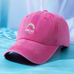 Rainbow Smile Washed Baseball Cap Love Print Sun Hats Dad Hat For Women