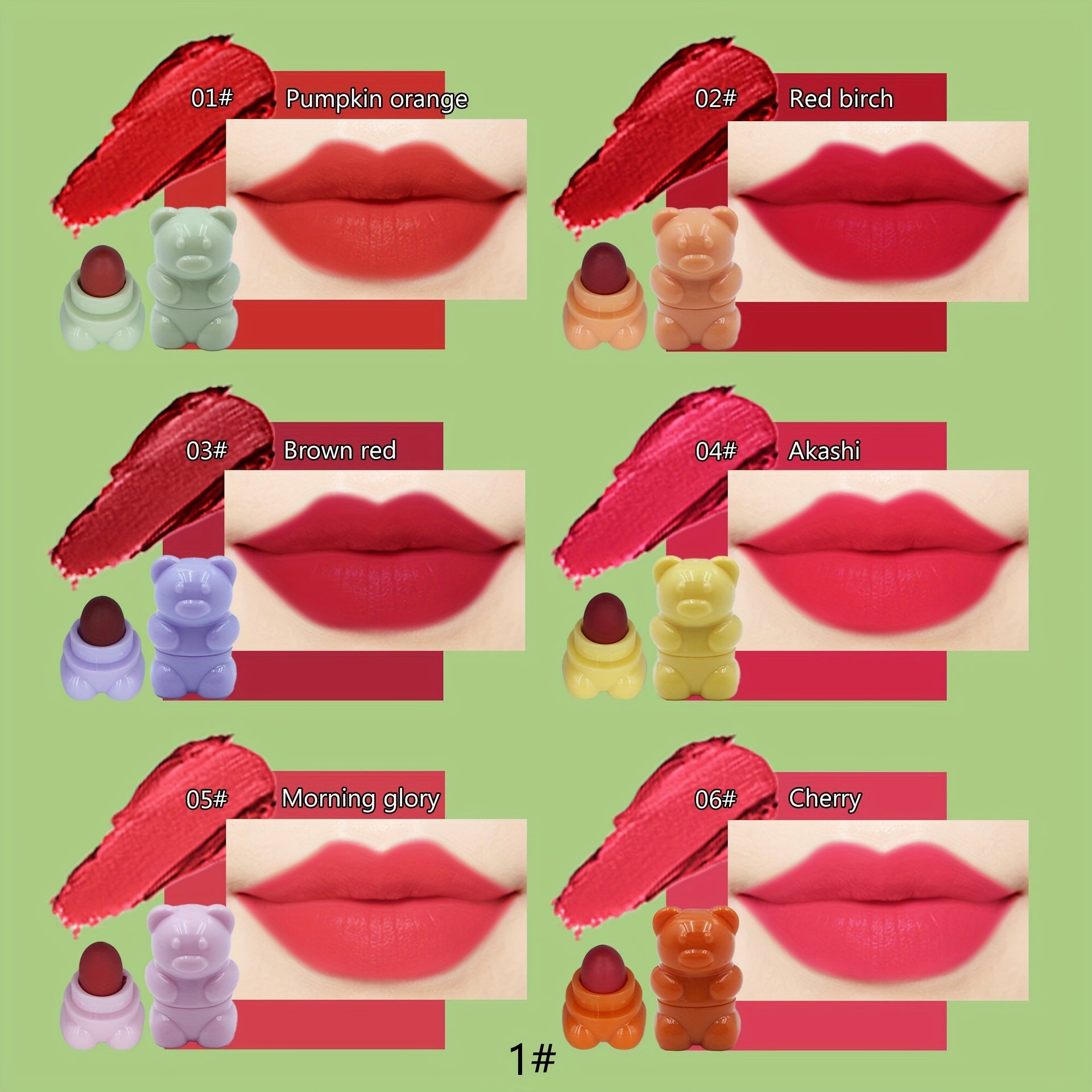 12 Pcs Bear Lipstick Set Long Lasting Waterproof Lip Tint for Women Girls