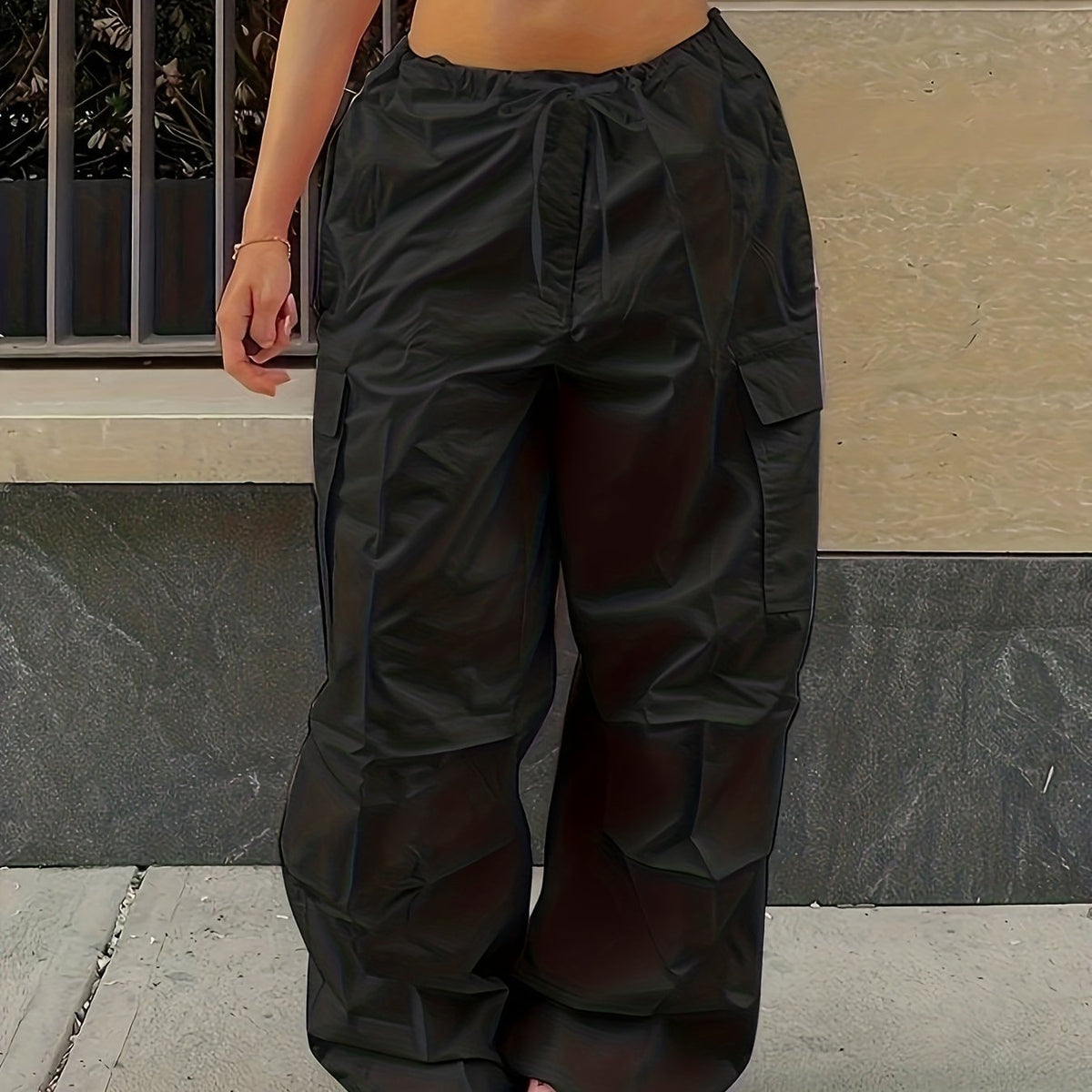  High Rise Cargo Jogger Trousers with Pockets