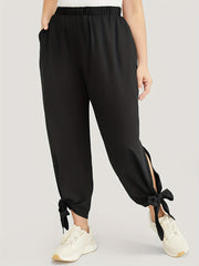 Plus Size Pants Women's Plus Solid High Rise Jogger Trousers With Pockets