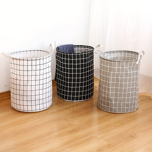 Print Laundry Basket Portable Foldable Home Storage Bag Cotton Linen Hamper