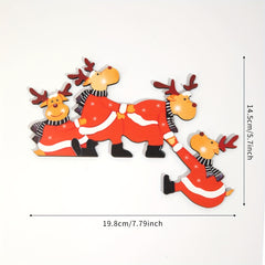 Christmas Santa & Reindeer Wooden Door Frame Decor