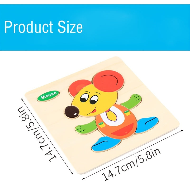 Kids 3D Animal Car Wooden Educational Toy