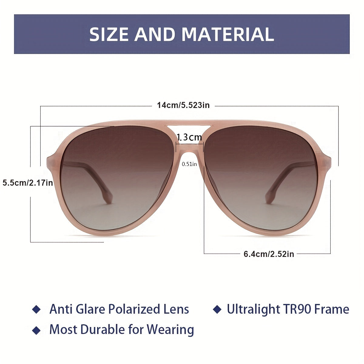 VIVIENFANG Aviator Sunglasses Polarized Retro Frame TR90 Unisex Jelly Powder