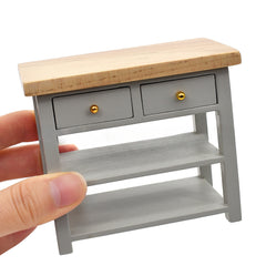 Dollhouse Bathroom Vanity with Wooden Top & 2 Drawers