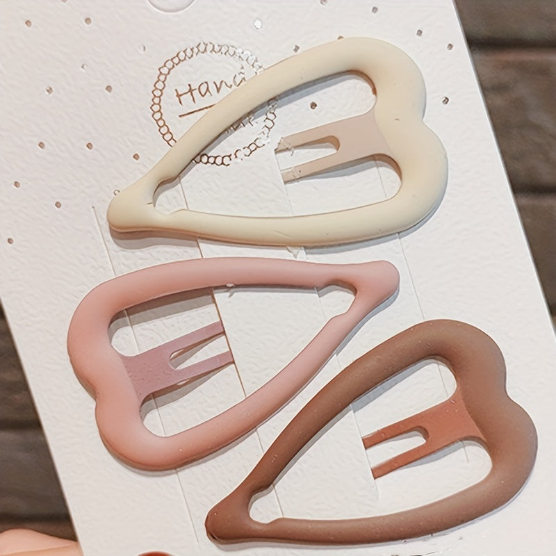 10pcs Heart Hair Pin Solid Snap Clip Non Slip Hair Accessory