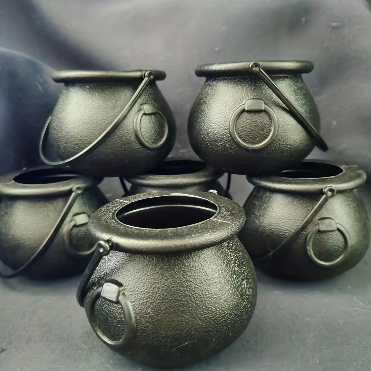 6pcs Halloween Plastic Pumpkin Ghost Flame Bucket Props