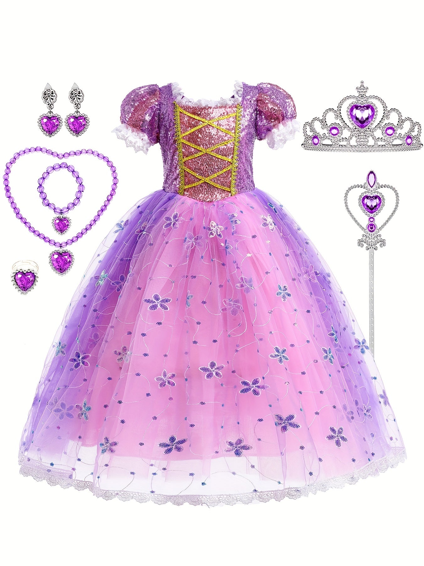 Princess Dress with Accessories Set for Party Performance
