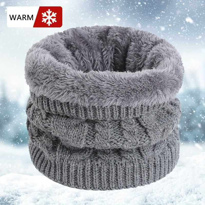 Winter Velvet Knitted Scarf Ring Outdoor Headgear Neck Gaiter