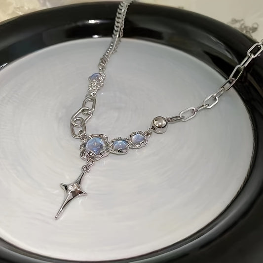 Y2K Style Pendant Necklace Inlaid Moonstone Clavicle Chain