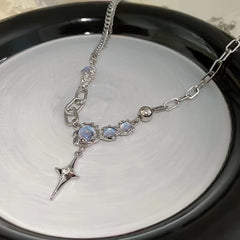 Y2K Style Pendant Necklace Inlaid Moonstone Clavicle Chain