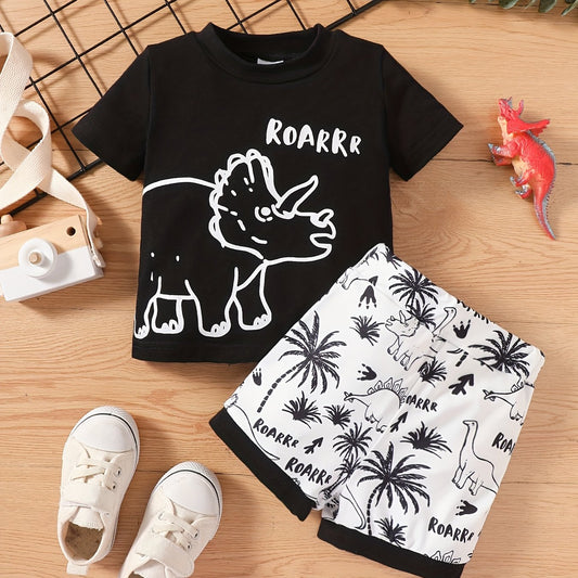 Boys Dinosaur T Shirt & Shorts Set for Summer