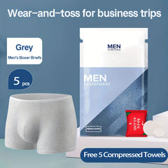 5 Pcs Men's Disposable Travel Underwear Breathable Cotton Comfort