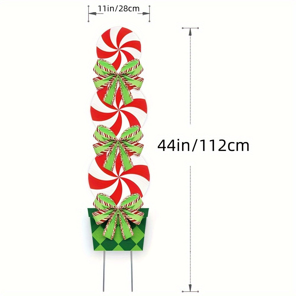 Peppermint Xmas Yard Stakes - Giant Holiday Decor Signs