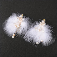 2pcs Pearl Fluffy Hair Clip Barrette Bridal Wedding Headwear